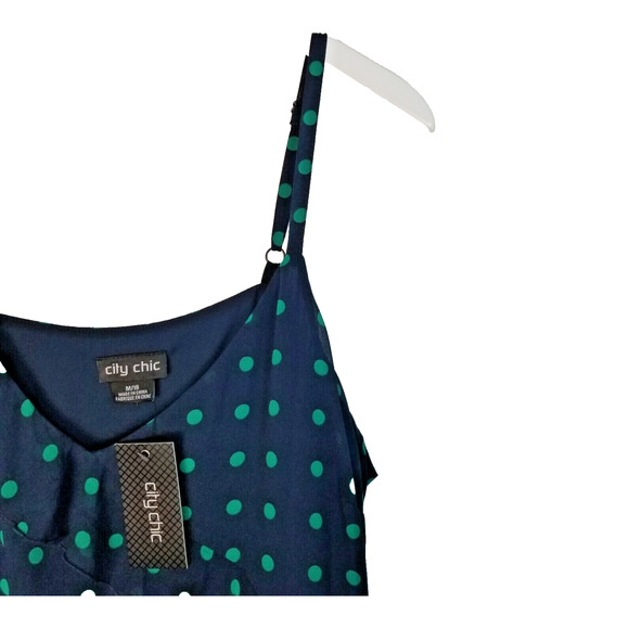 CITY CHIC Harley Dress Polka Dot Print Navy Green Size 18 - Picture 6 of 7